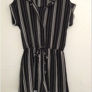 Almost Famous Black and White striped Romper